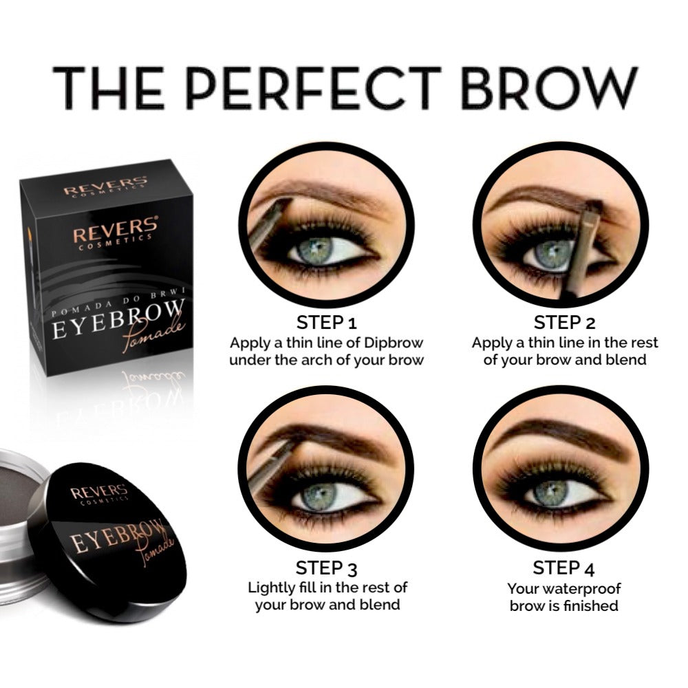 Long-Lasting Eyebrow Pomade with Argan Oil & Duo Brush – Waterproof Brow Makeup