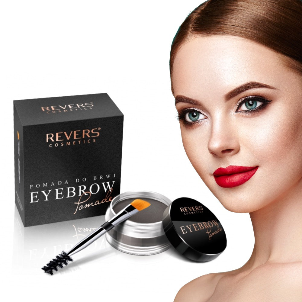 Long-Lasting Eyebrow Pomade with Argan Oil & Duo Brush – Waterproof Brow Makeup