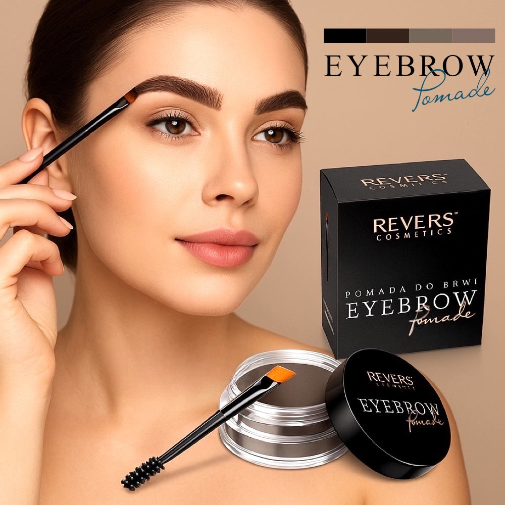 Long-Lasting Eyebrow Pomade with Argan Oil & Duo Brush – Waterproof Brow Makeup