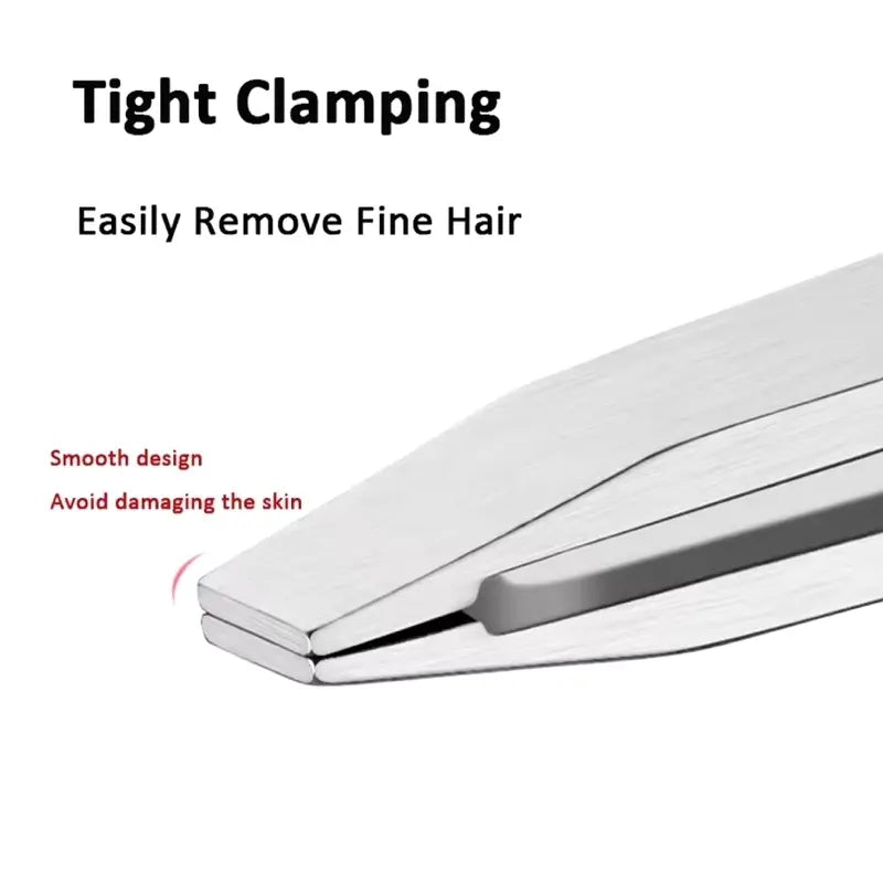 Silver 4-Piece Stainless Steel Eyebrow Tweezers Set – Multi-Purpose Precision Hair Removal Tools for Face, Brows & Lashes