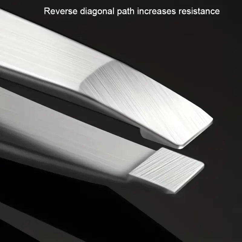 Silver 4-Piece Stainless Steel Eyebrow Tweezers Set – Multi-Purpose Precision Hair Removal Tools for Face, Brows & Lashes