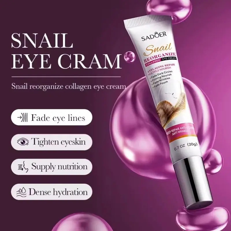 Snail Collagen Eye Cream – Anti-Aging Moisturizing Treatment for Wrinkles, Dark Circles & Puffy Eyes