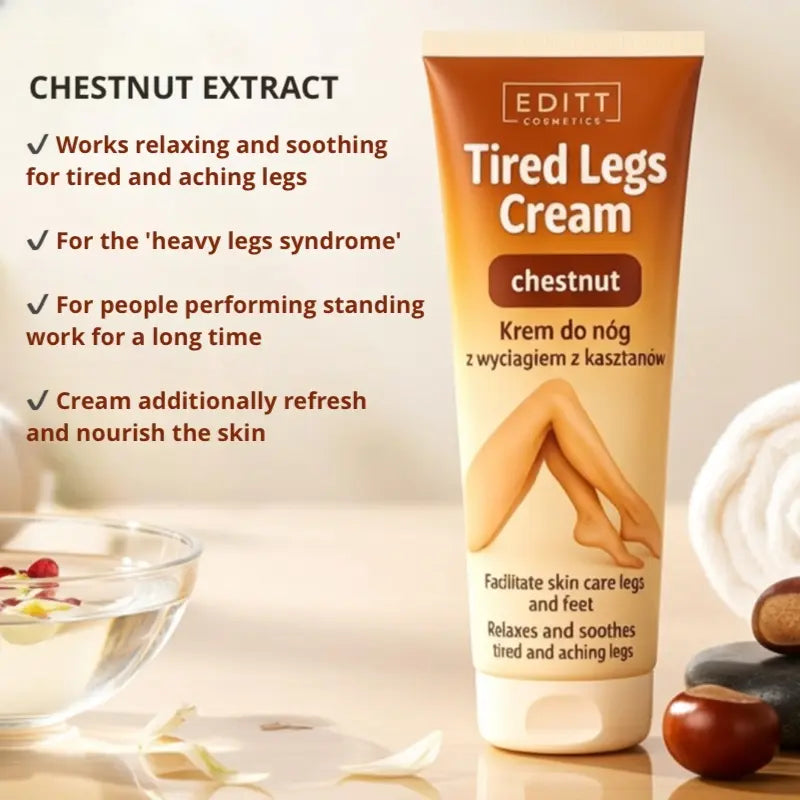 Tired legs cream with chestnut extract relaxing and soothing for tired and aching legs, heavy legs syndrome