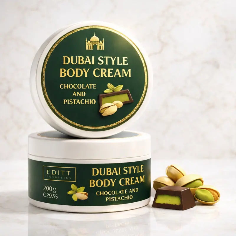 Dubai Style Body Cream with Pistachio Wheat Germ Oil and Cocoa Extract Nourishing, Elasticity-Boosting, Deeply Moisturizing