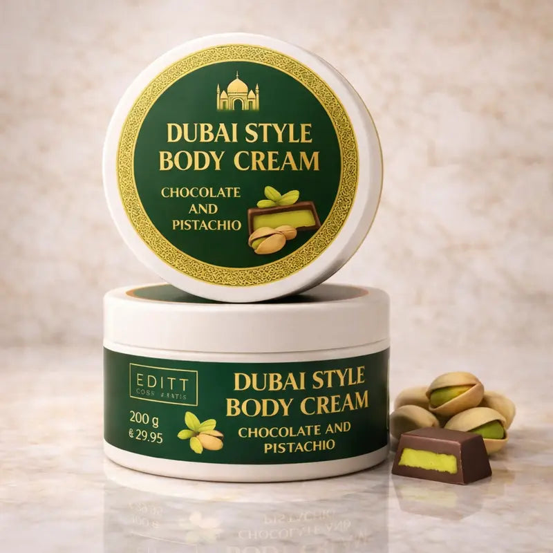 Dubai Style Body Cream with Pistachio Wheat Germ Oil and Cocoa Extract Nourishing, Elasticity-Boosting, Deeply Moisturizing