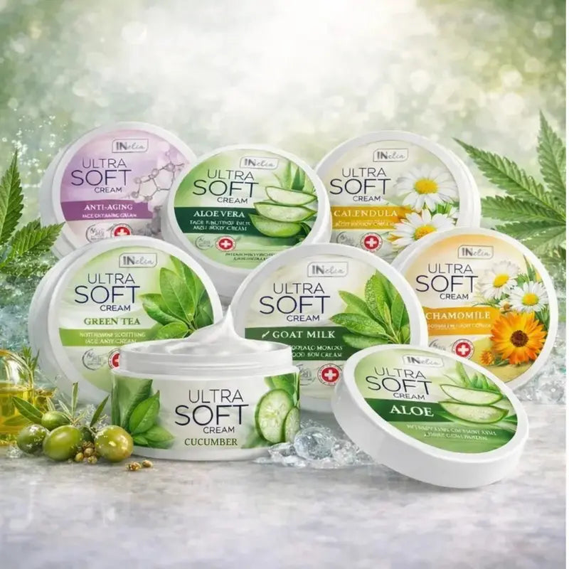 Ultra soft regenerating face and body cream anti-aging hemp chamomile calendula aloe vera green tea