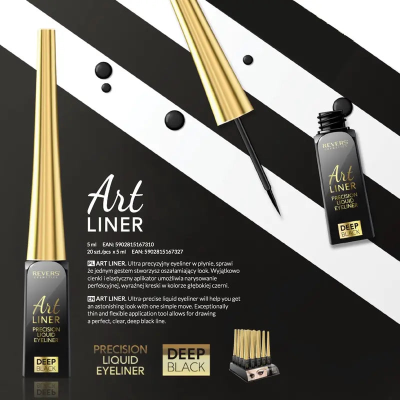 Art LINER Precision Liquid Eyeliner Long-Wearing Eye Definer Deep Black