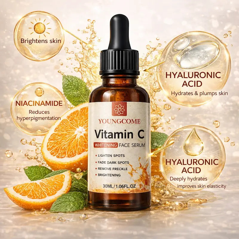 Vitamin C Face Serum Brightening Dark Spot Corrector Fade Spots Anti Freckle Hyaluronic Acid Niacinamide Skin Care