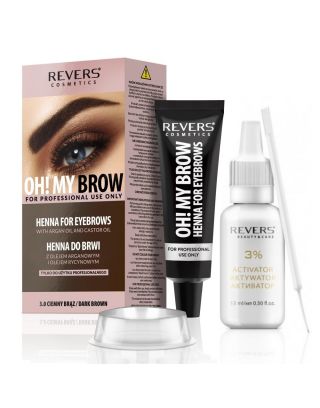 Eyebrow & Eyelash Henna with Argan Oil & Castor Oil Tint Dye Set Dark Brown 
