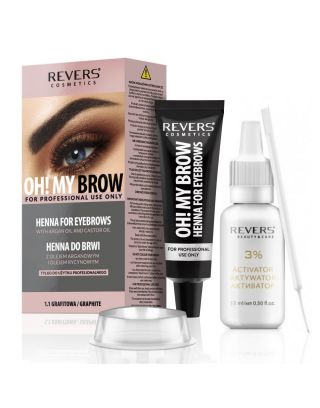 Eyebrow & Eyelash Henna with Argan Oil & Castor Oil Tint Dye Set Graphite